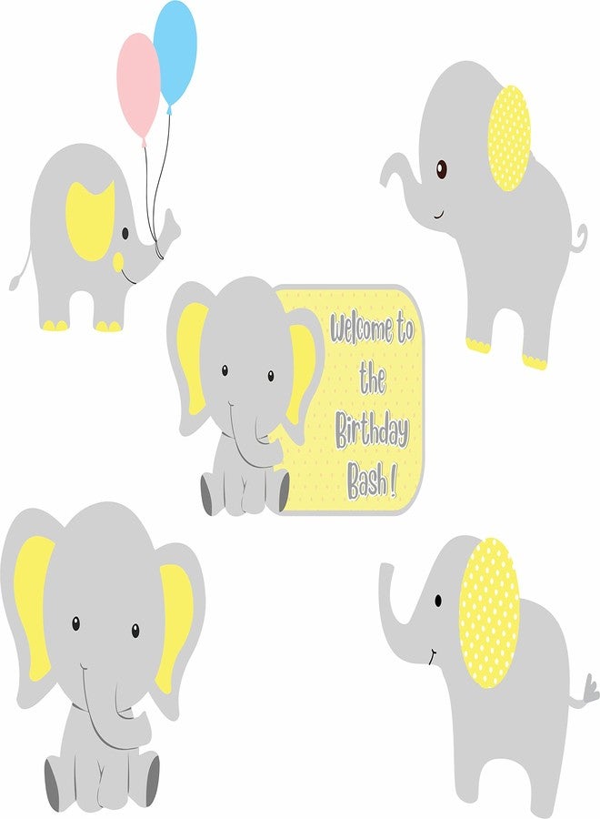 Untumble Elephant Theme Birthday Decorations Swirls Kit | Yellow, White & Grey Theme | Elephant Theme Decorations With Swirls, Posters, Happy Birthday Banner & Balloons | Pack of 66 - Image 4